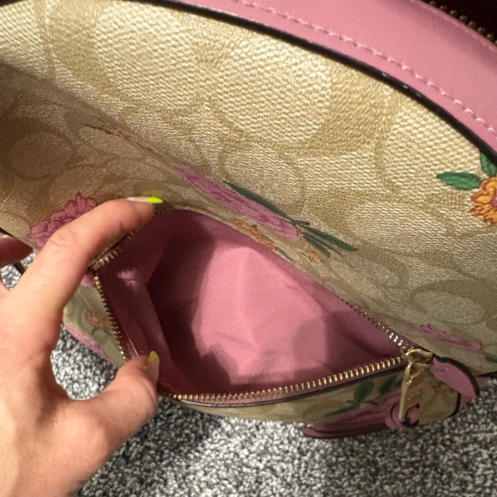 Coach Floral Signature Canvas Backpack in Pink and Tan - Picture 14 of 14